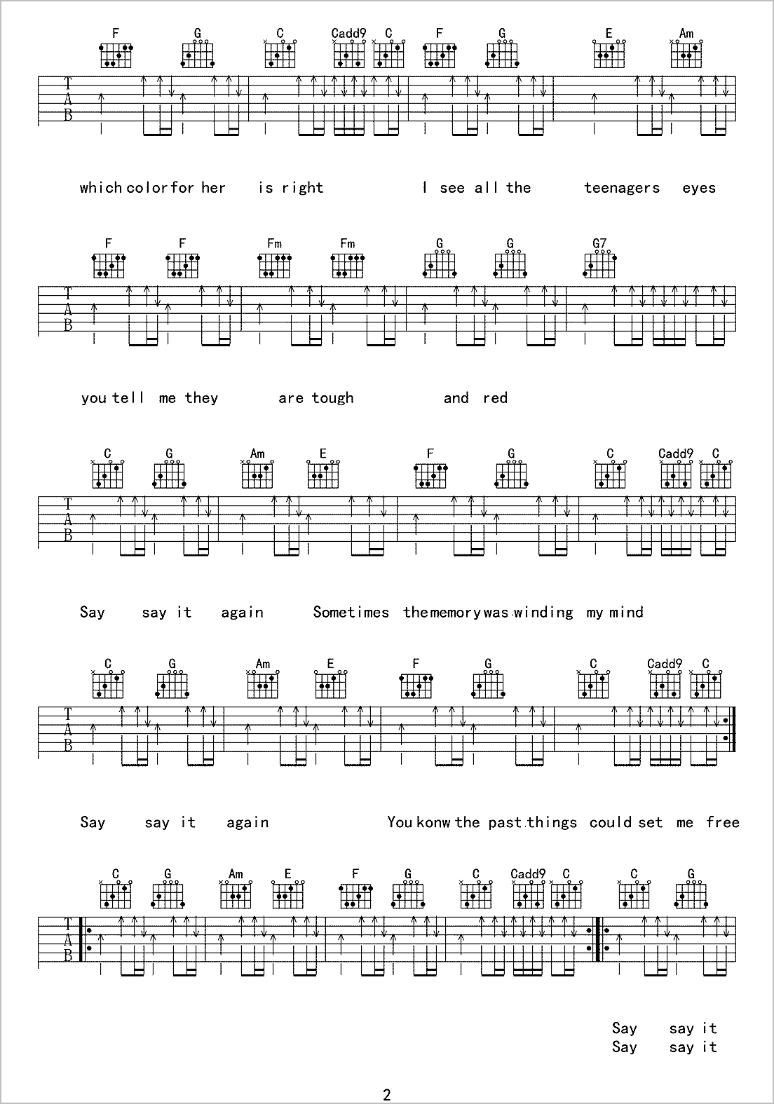 再谈记忆吉他谱2-盘尼西林