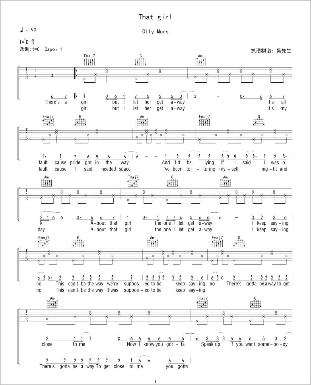 That-Girl吉他谱1-Olly-Murs