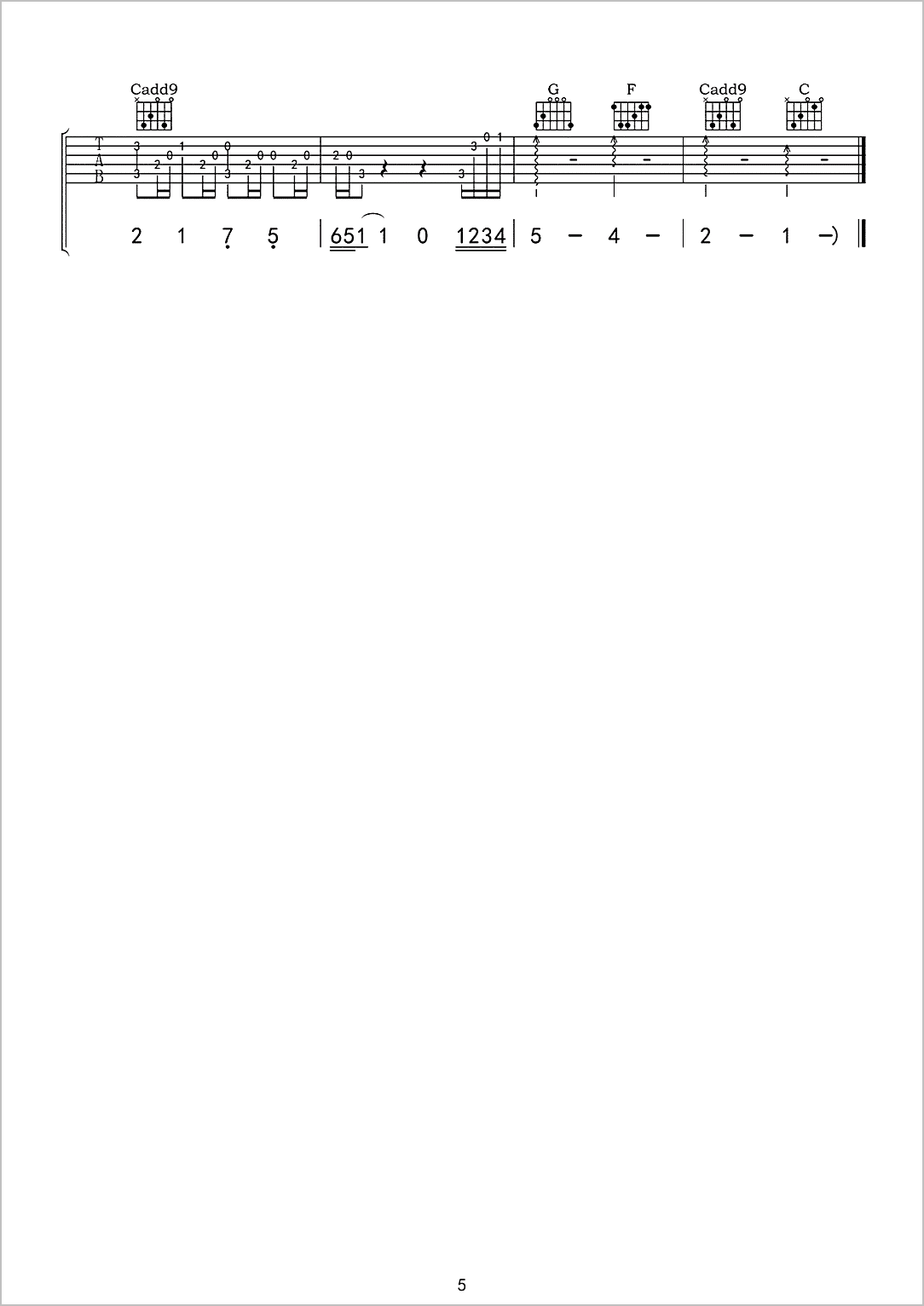 怎么了吉他谱5-周兴哲