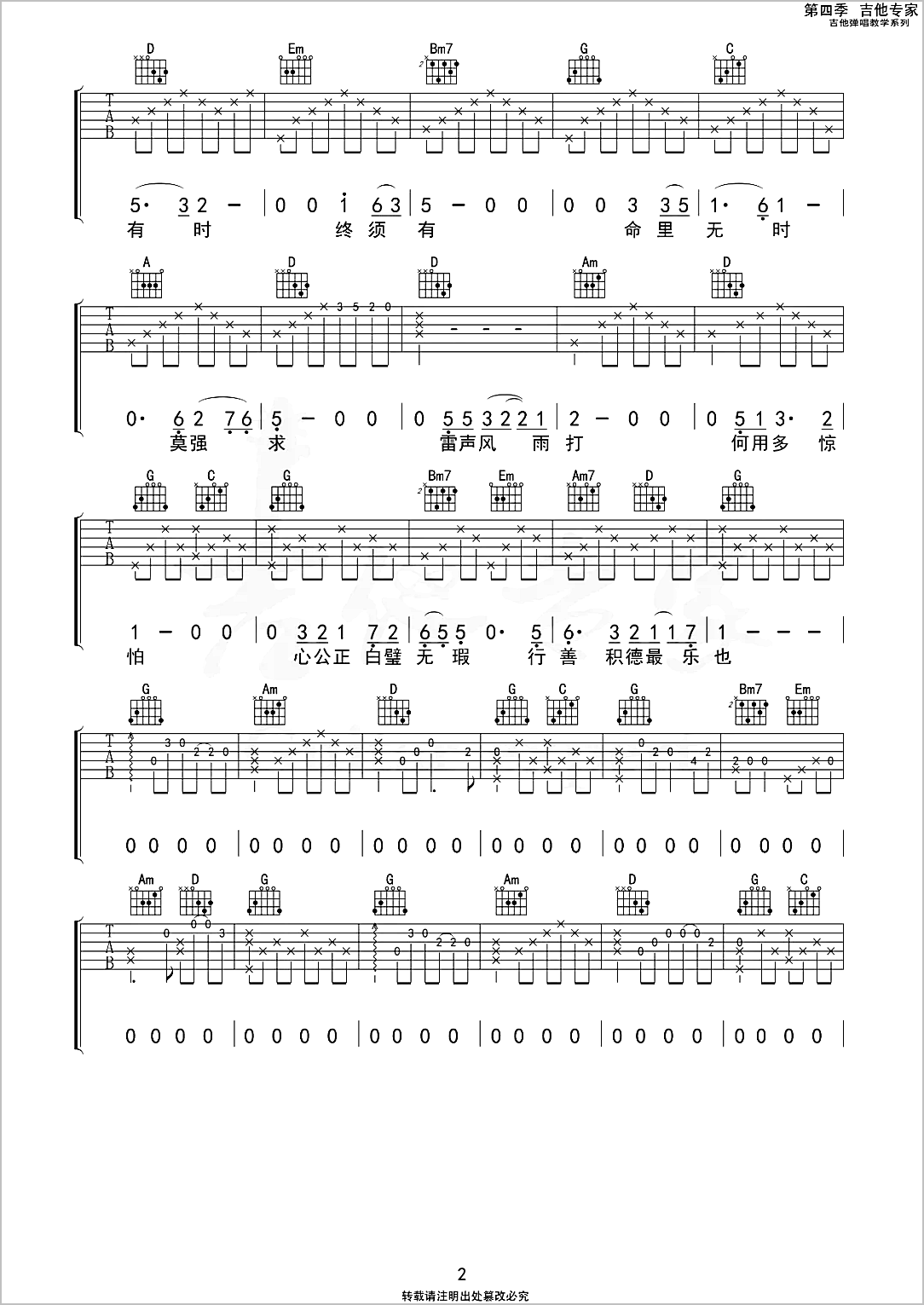 浪子心声吉他谱2-许冠杰