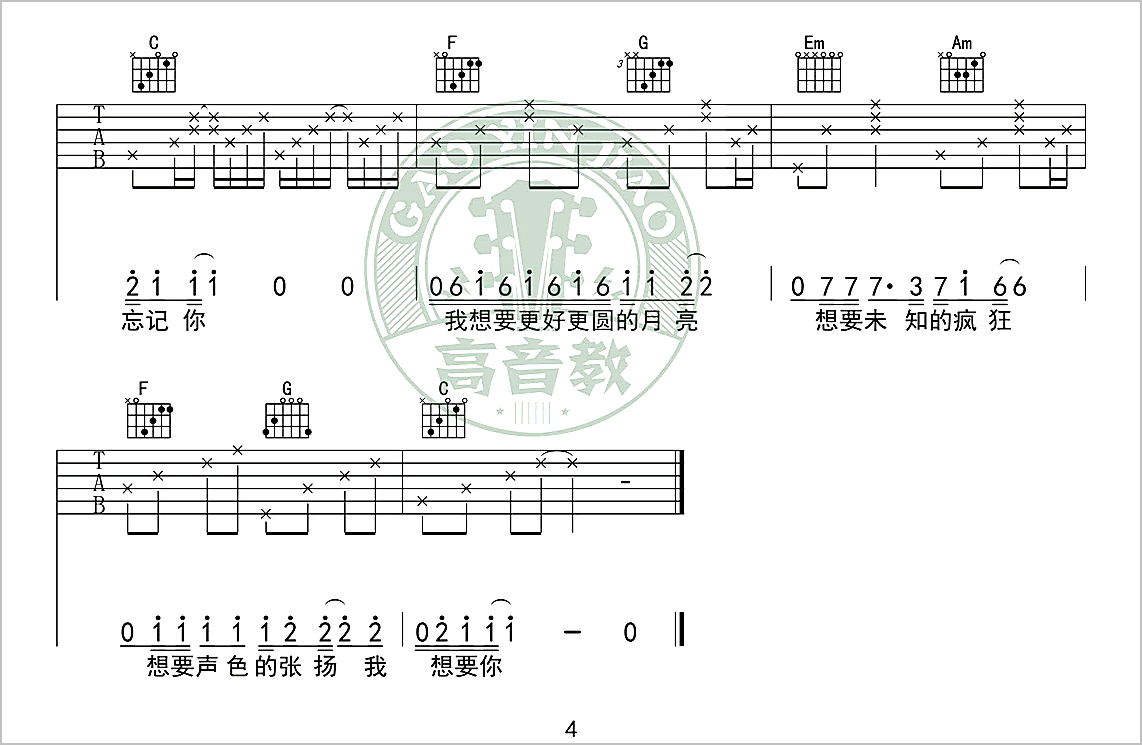 奇妙能力歌吉他谱4-陈粒