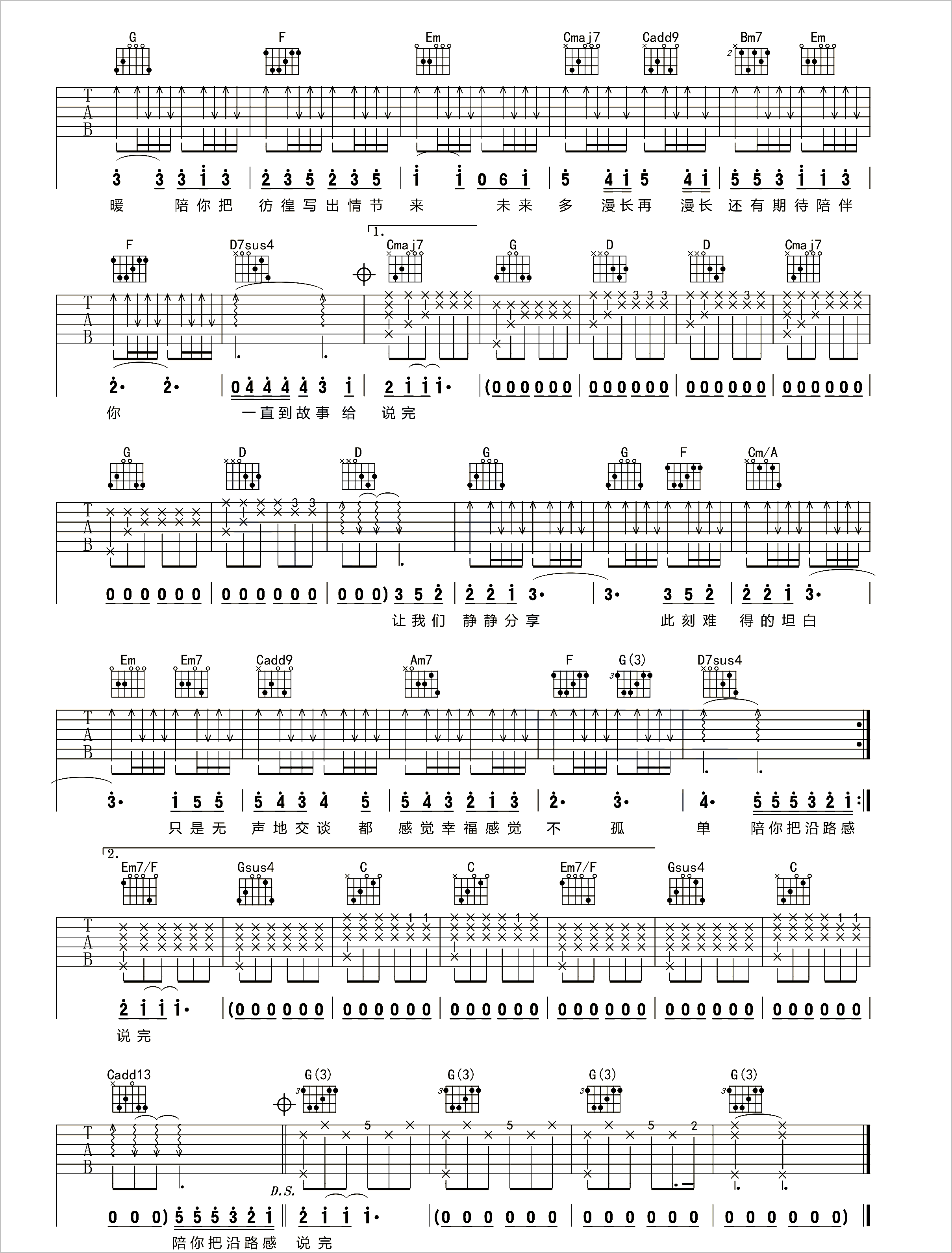 陪你度过漫长岁月吉他谱2-陈奕迅