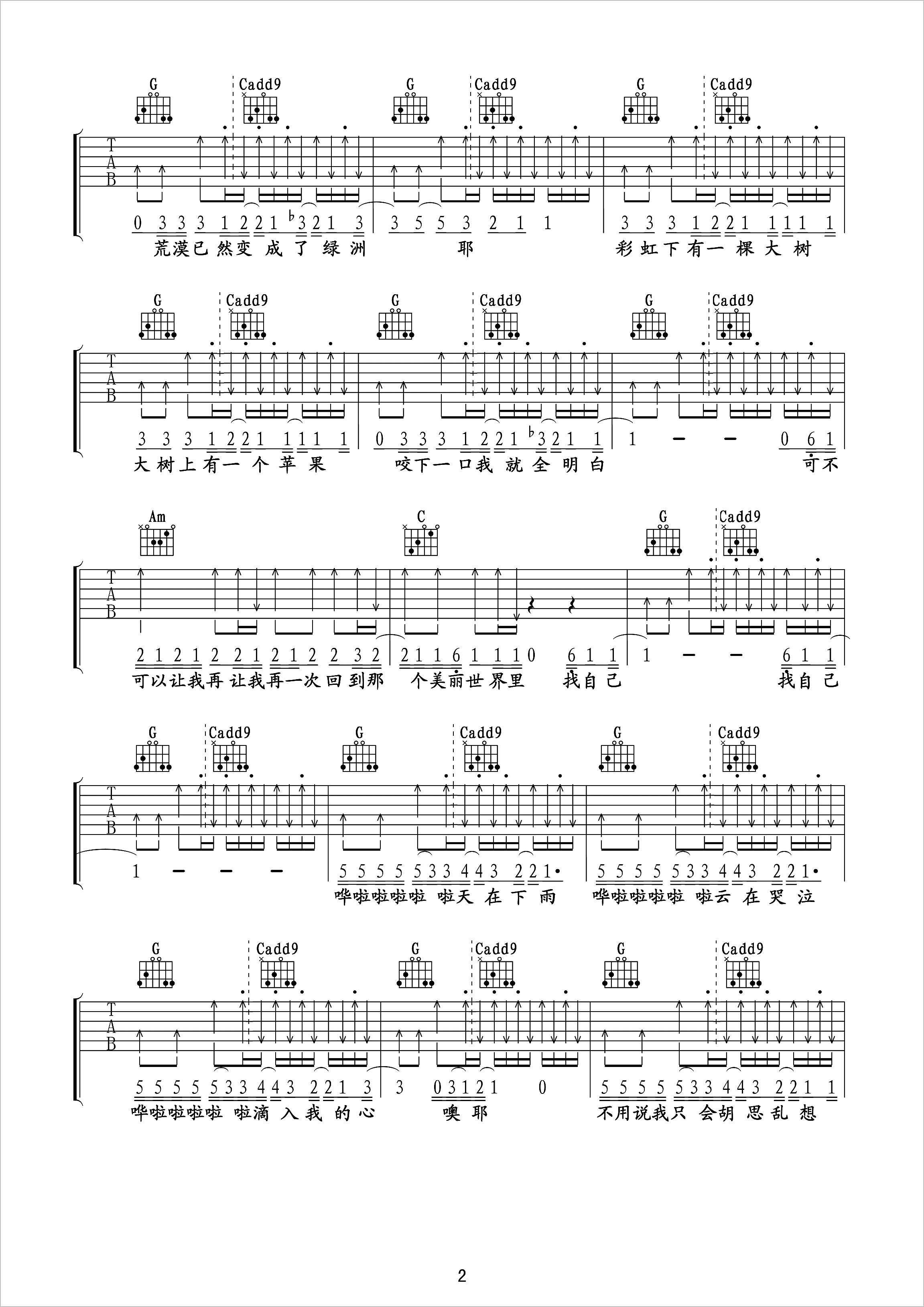 找自己吉他谱2-陶喆
