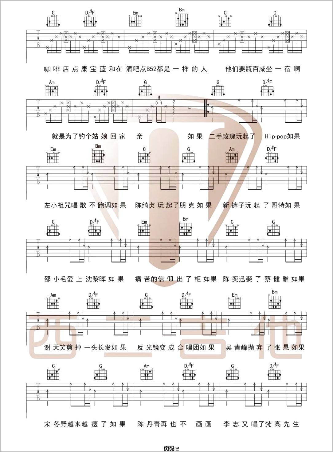 我的枪声里吉他谱2-晓月老板