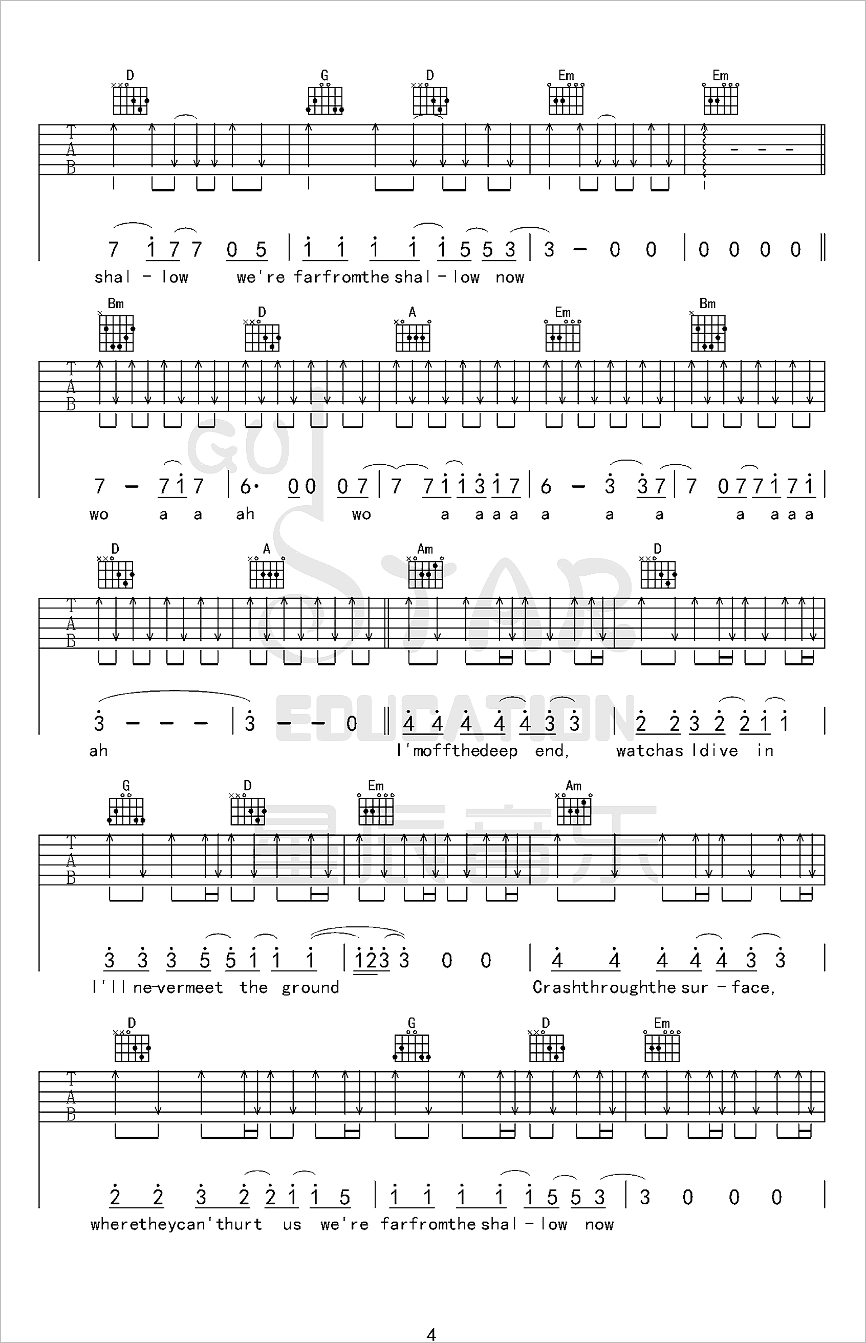 Shallow吉他谱4-Lady-Gaga